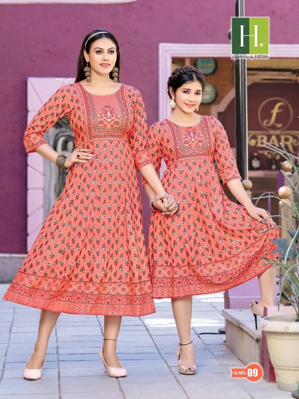 Hirwa Ridhi Shidhi Mother Long Rayon Anarkali Kurti Collection